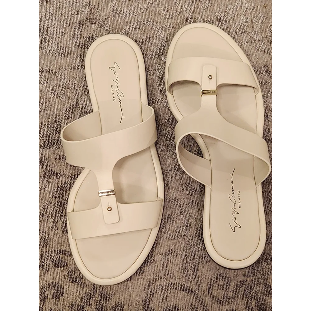Giorgio Armani Flat Leather Sandals - New With Box - Picture 16 of 16